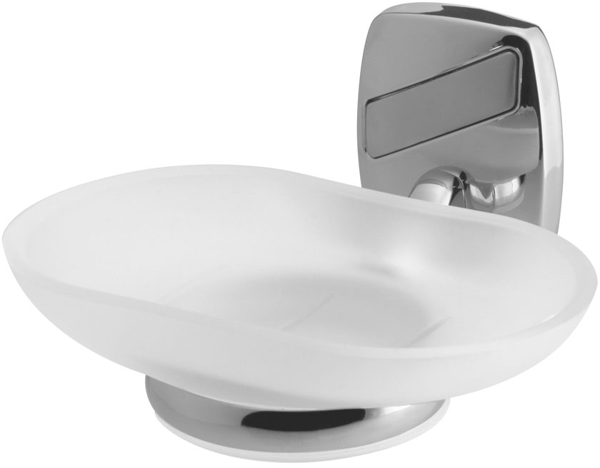 Bisk Oregon mydelniczka ścienna chrom/szkło mrożone 79709 - Wysyłka w 24h