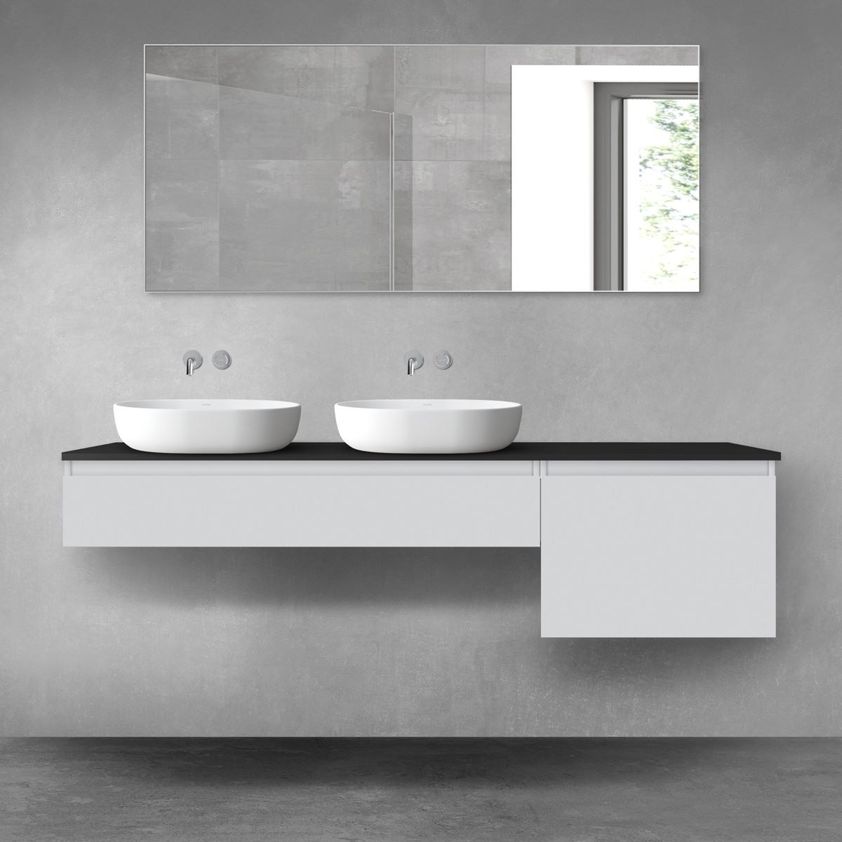 Oltens Vernal zestaw mebli łazienkowych 180 cm z blatem szary mat/czarny mat 68622700 - Wysyłka w 24h