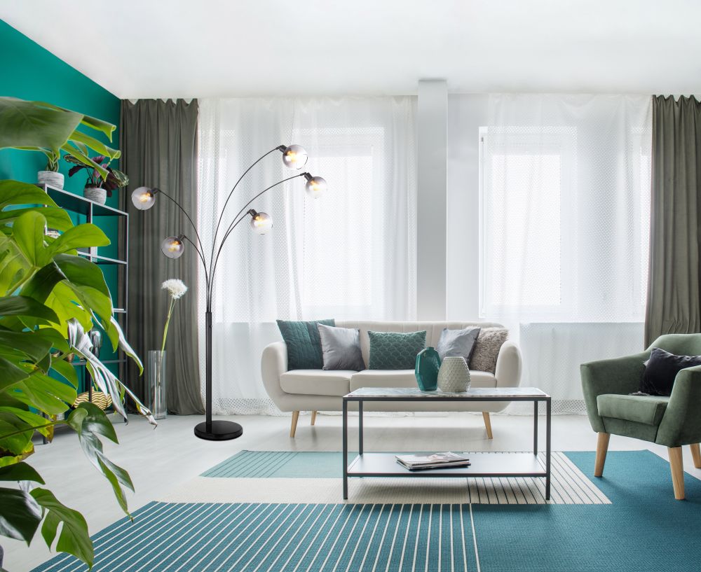 Globo Lighting Seymour lampa stojąca 5x40W czarny mat/przydymiony 58228NBS