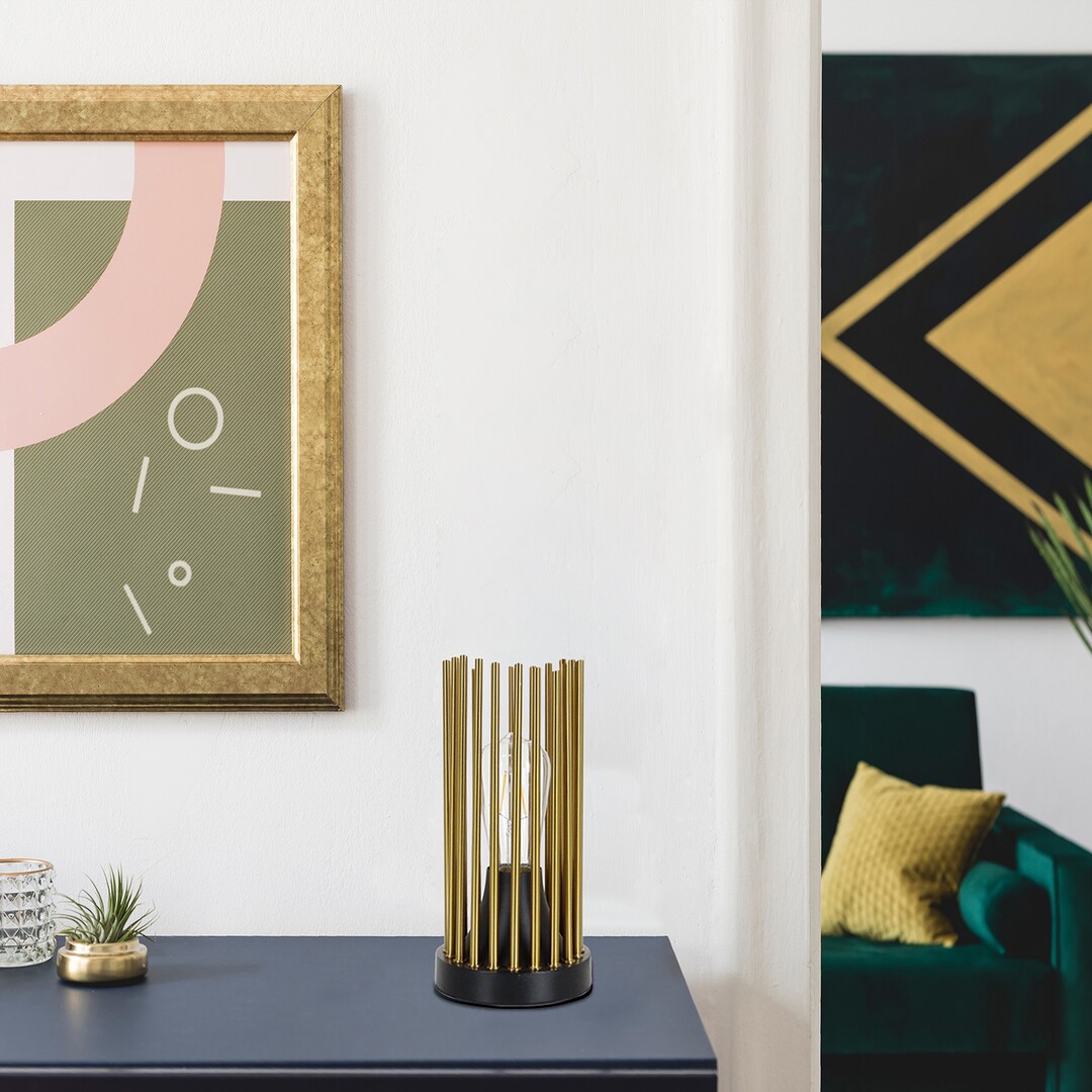 Rabalux Roxas lampa stołowa 1x40W czarny mat/miedź 74021