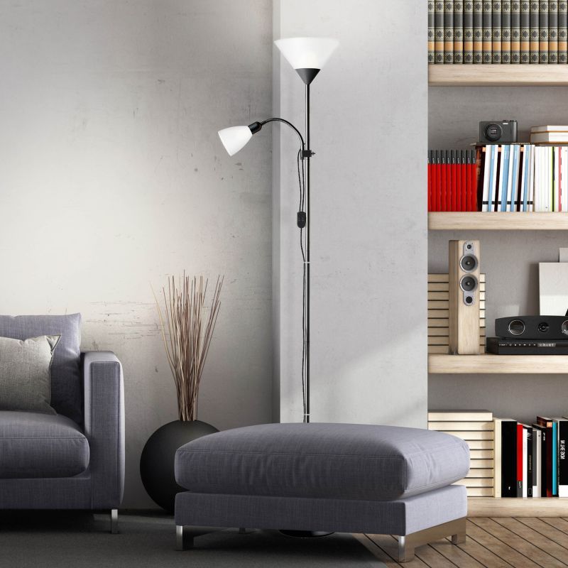 Brilliant Spari lampa stojąca 2x60W czarna/biała 93008/76