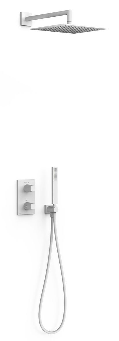Tres Therm-Box zestaw prysznicowy podtynkowy termostatyczny z deszczownicą biały mat 21125004BM