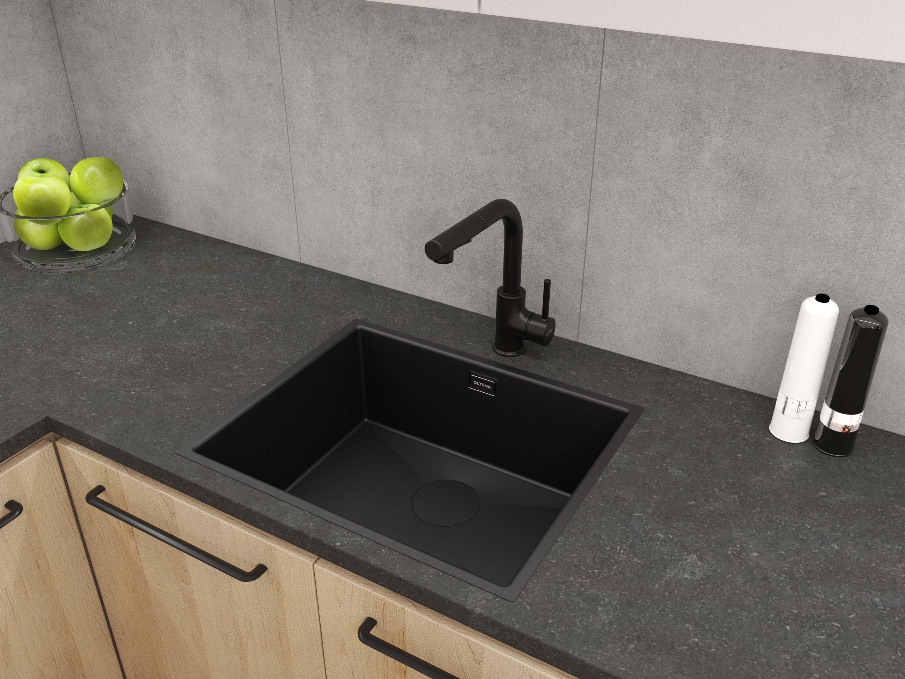 Oltens Hydda zlewozmywak stalowy 54x44 cm 1 komorowy czarny 71104300 - Wysyłka w 24h