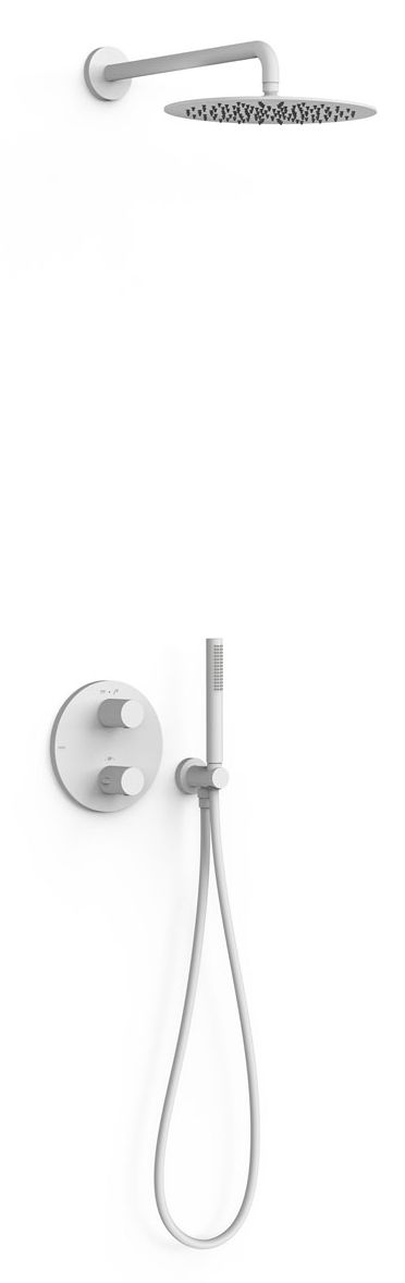 Tres Therm-Box zestaw prysznicowy podtynkowy termostatyczny z deszczownicą biały mat 26225004BM