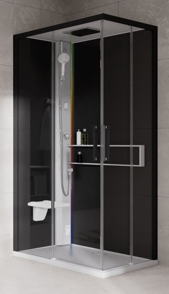 Novellini Glax 2 2.0 A kabina z hydromasażem 100x70 cm lewa parowa z brodzikiem biała G22A197SM5-1UH