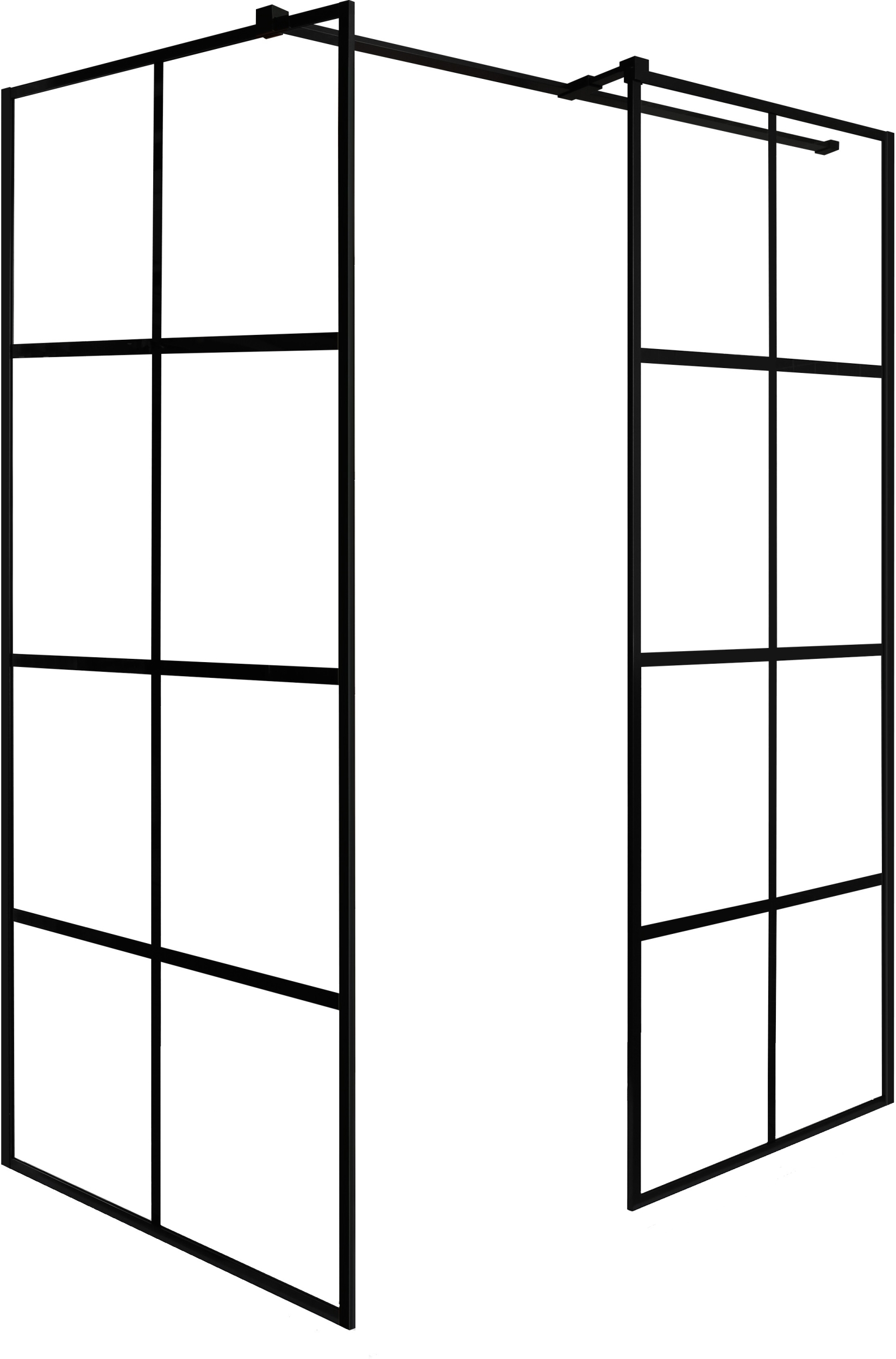 Besco Excea Walk-In kabina prysznicowa 100x90 cm prostokątna czarny mat/szkło przezroczyste z motywem EXC-109-190B