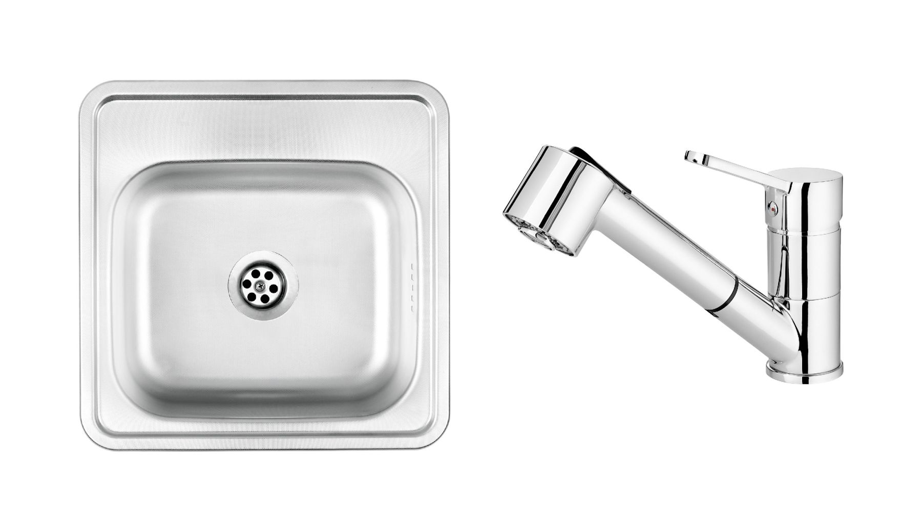 Zestaw Deante Techno zlewozmywak stalowy z baterią kuchenną Narcyz chrom (ZMU0100, BDN071M)