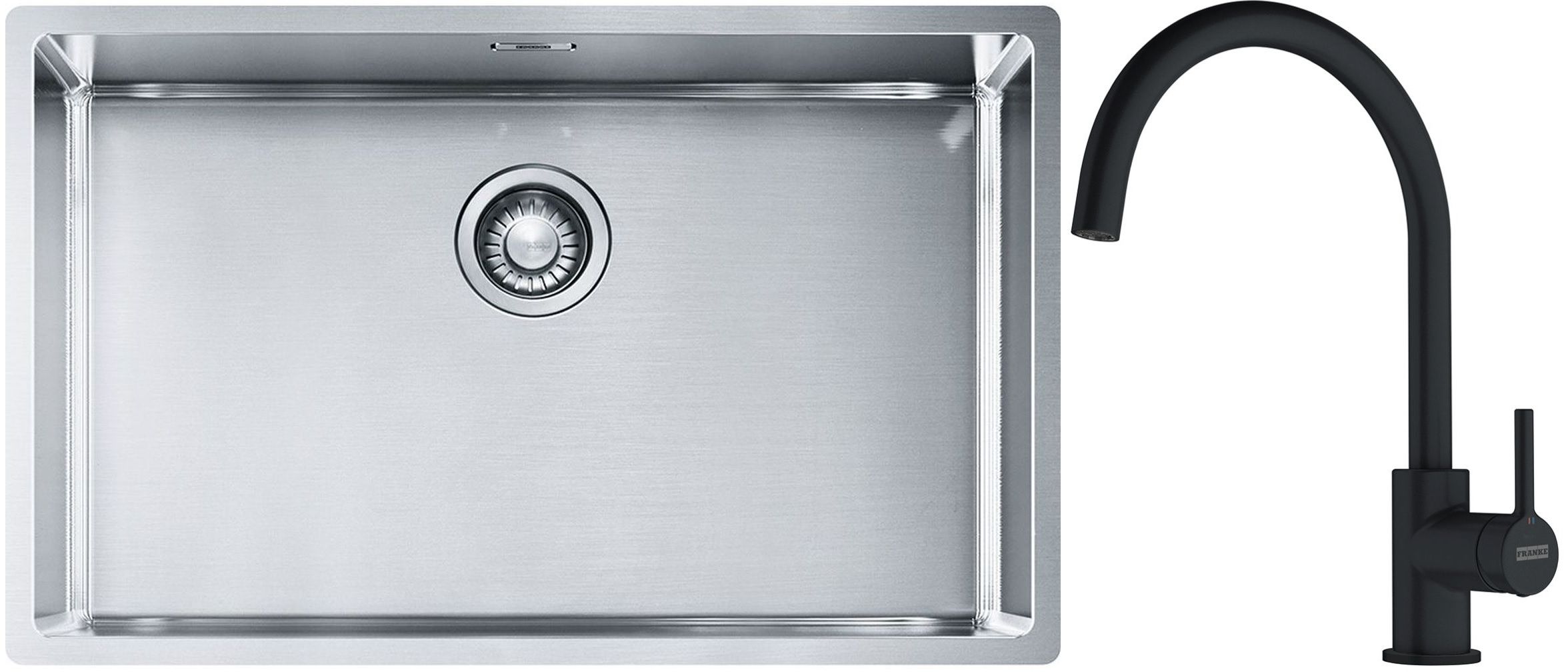 Franke Box BXX 210/110-68 zlewozmywak 72,5x45 cm stalowy z baterią kuchenną Lina czarny mat (1270453658, 1150626019) - Wysyłka w 24h