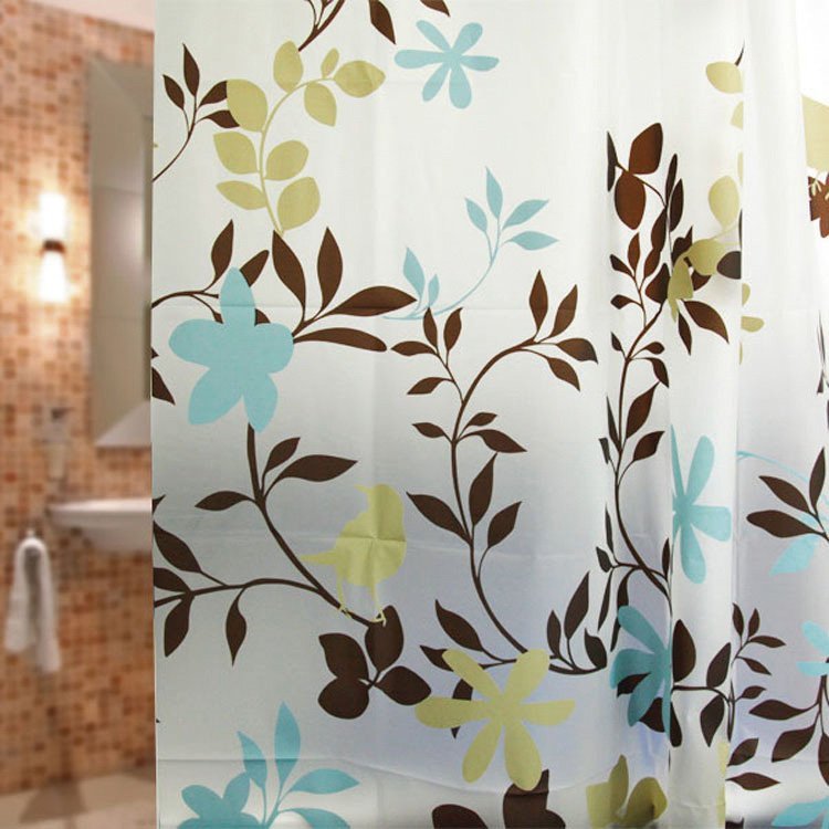 Aqualine zasłona prysznicowa 180x180 cm winyl biała/kwiaty ZV012