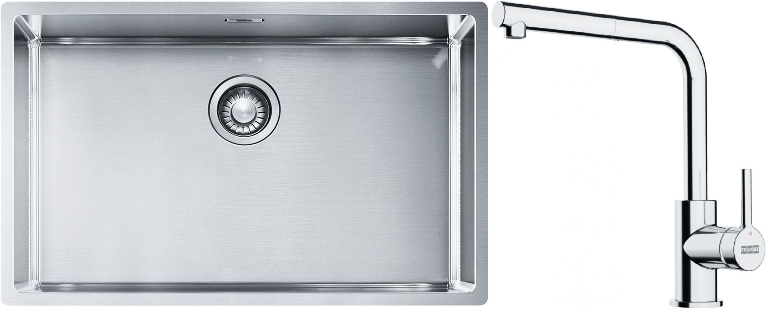 Franke Box BXX 210/110-68 zlewozmywak 72,5x45 cm stalowy z baterią kuchenną Lina chrom (1270453658, 1150712420)