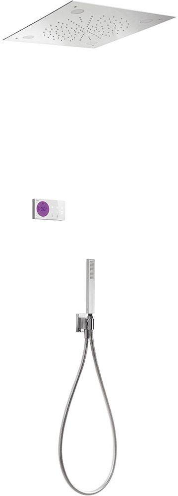 Tres Shower Technology zestaw prysznicowy podtynkowy termostatyczny z deszczownicą chromoterapia chrom/biały 092.865.62