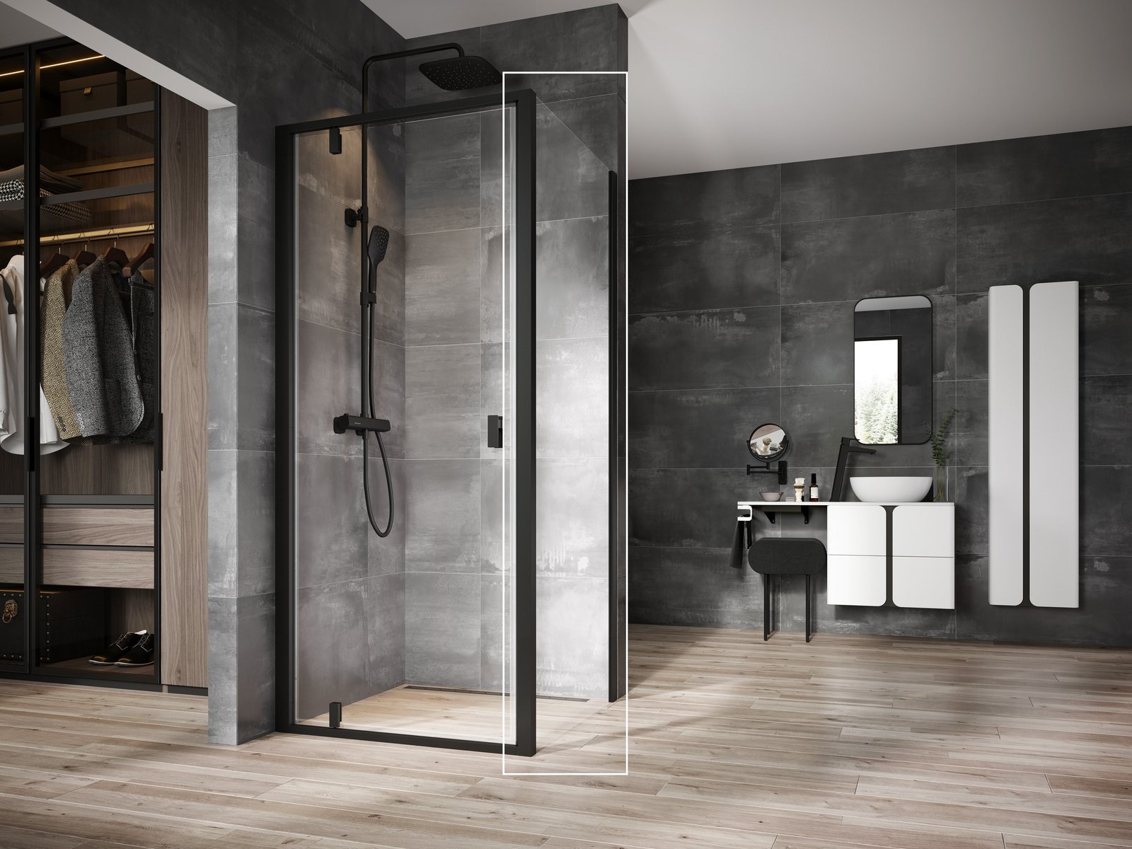 Ravak Nexty ścianka prysznicowa 100 cm czarny mat/szkło przezroczyste 90OA0300Z1 - Wysyłka w 24h