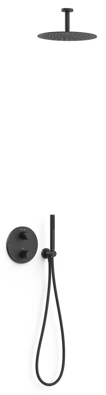 Tres Therm-Box zestaw prysznicowy podtynkowy termostatyczny z deszczownicą czarny mat 26225003NM