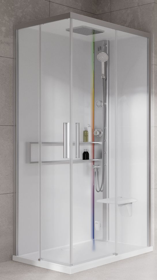 Novellini Glax 2 2.0 A kabina z hydromasażem 80x80 cm parowa z brodzikiem srebrna G22A89M5-1BB