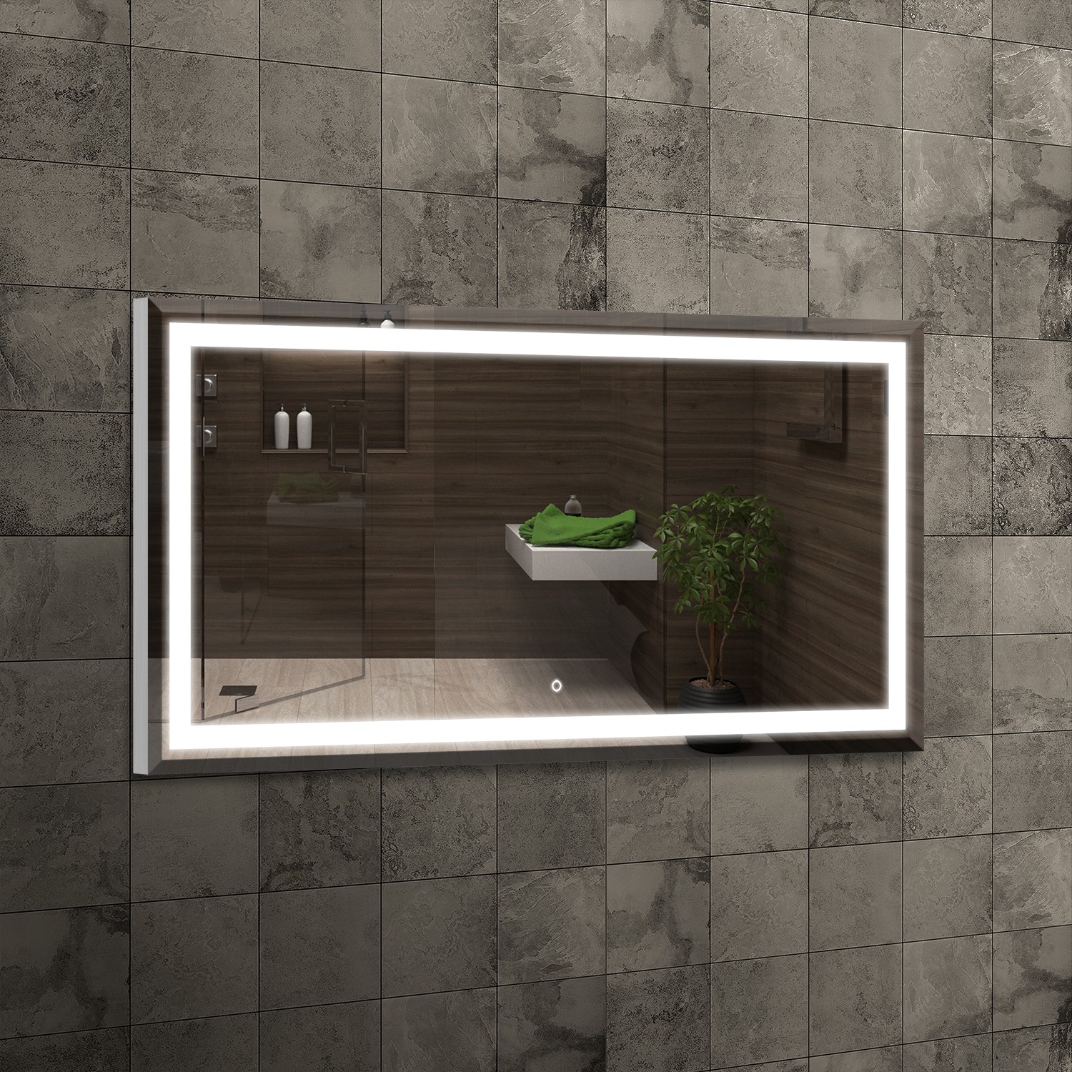 Venti Willa lustro 120x60 cm prostokątne z oświetleniem srebrny - Wysyłka w 24h