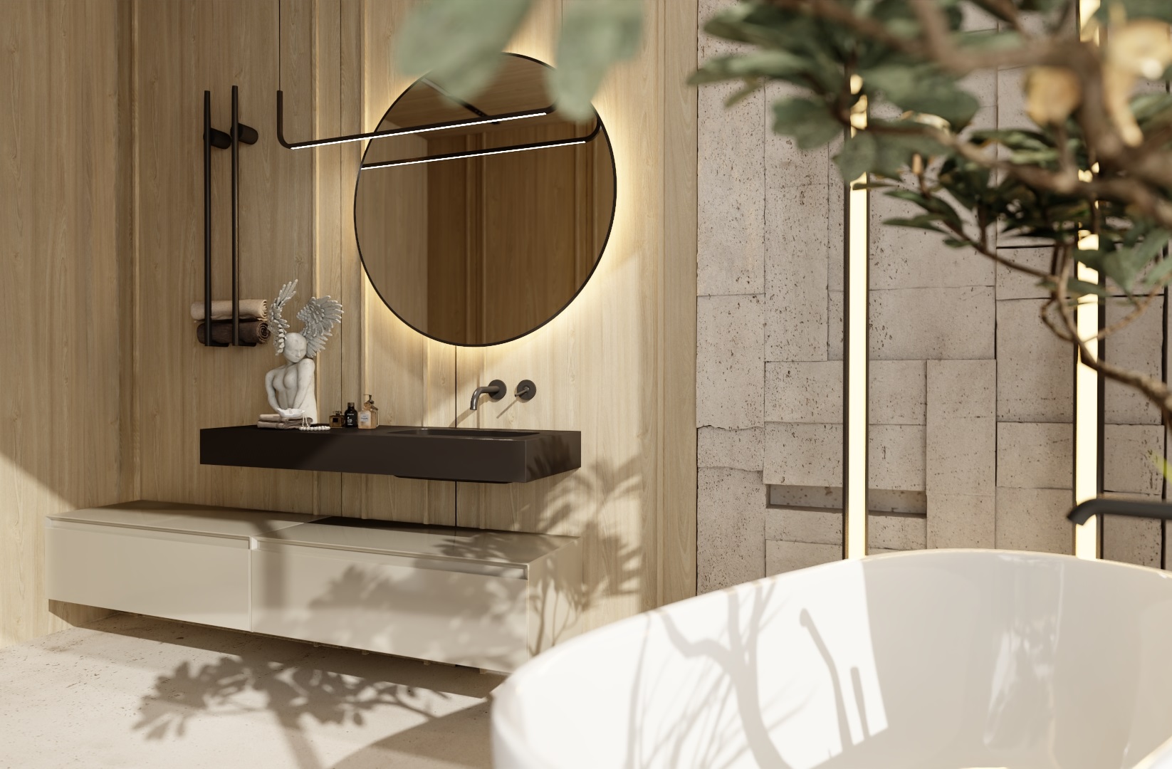 Elita Dimple umywalka 121x46 cm prostokątna ścienna black matt RE041202027160