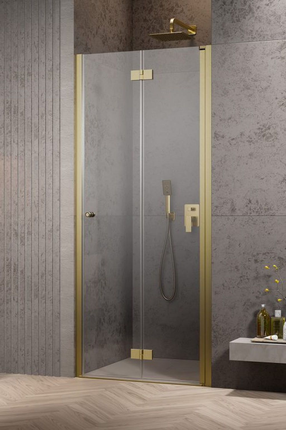 Radaway Nes Brushed Gold DWB drzwi prysznicowe 90 cm prawe złoty szczotkowany/szkło przezroczyste 10029090-99-01R