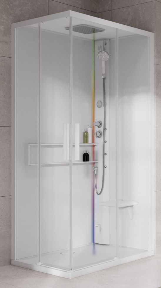 Novellini Glax 2 2.0 A kabina z hydromasażem 80x80 cm parowa z brodzikiem total biała G22A89T5-1UU