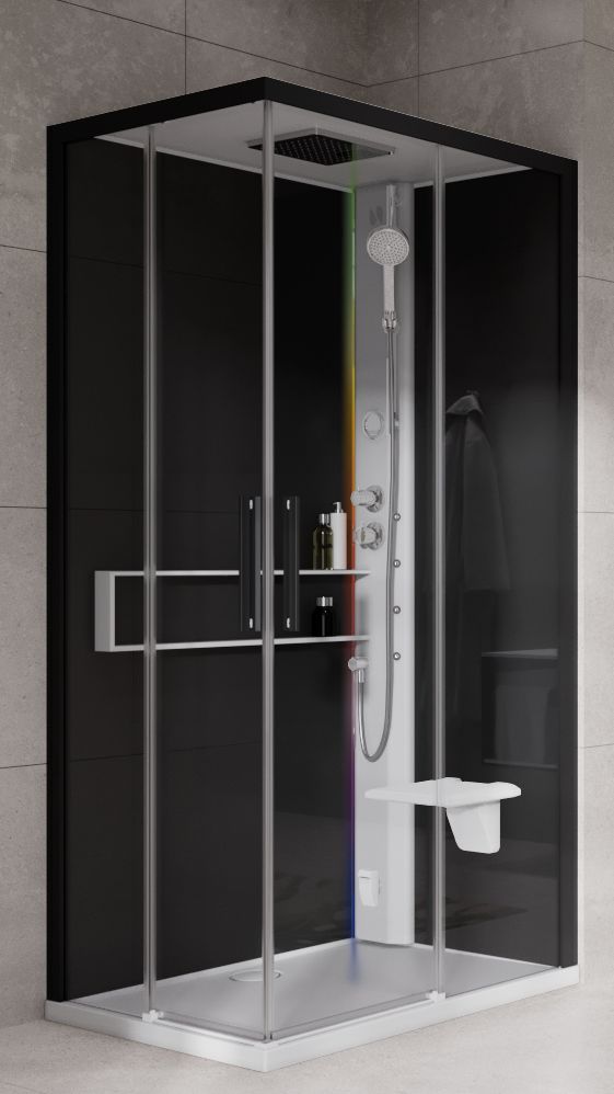 Novellini Glax 2 2.0 A kabina z hydromasażem 90x90 cm parowa z brodzikiem biała G22A90T5-1UH