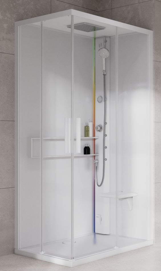 Novellini Glax 2 2.0 A kabina z hydromasażem 100x80 cm prawa parowa z brodzikiem total biała G22A108DM5-1UU