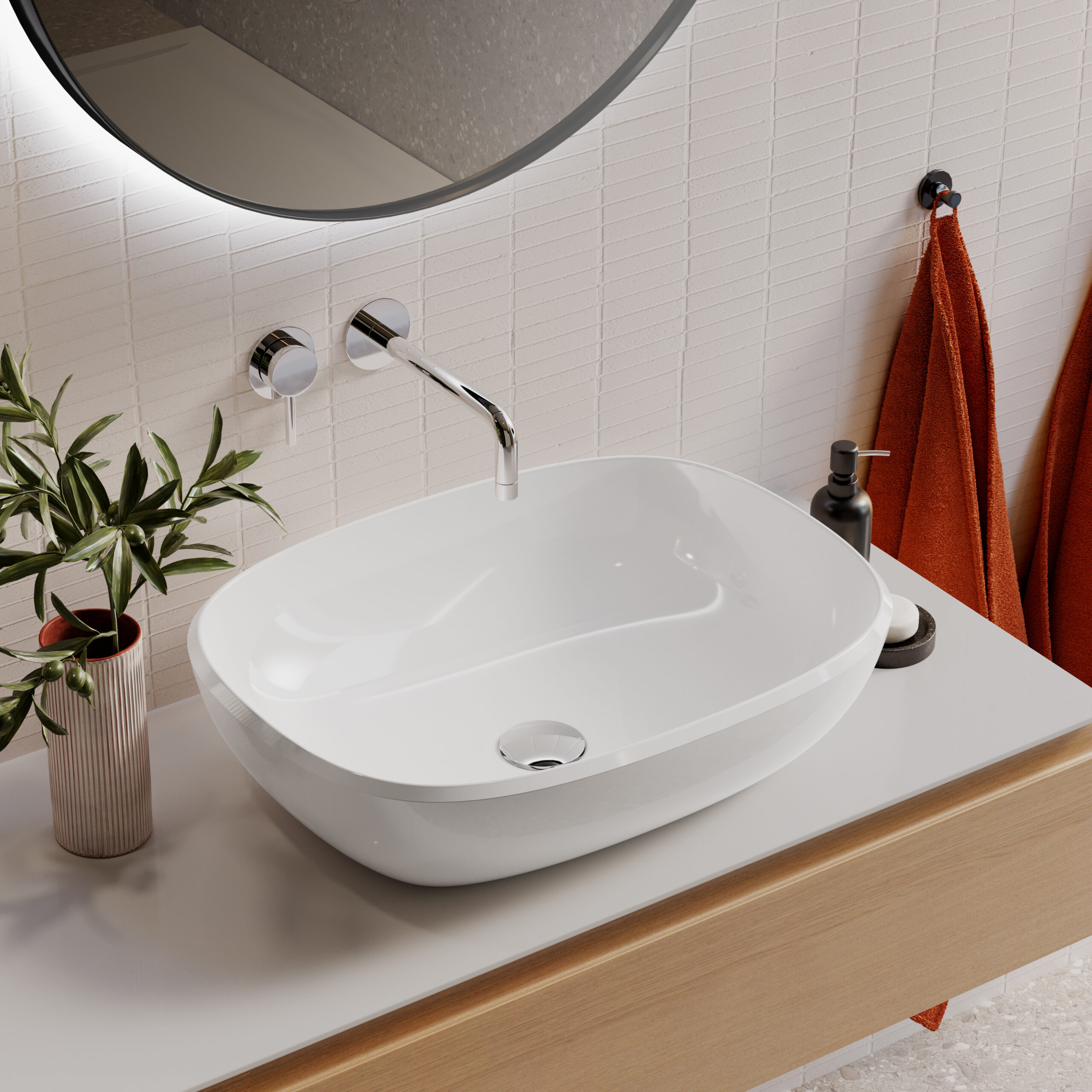 Lavaberg Freya umywalka 55x42 cm prostokątna nablatowa biały połysk 663132060003 - Wysyłka w 24h