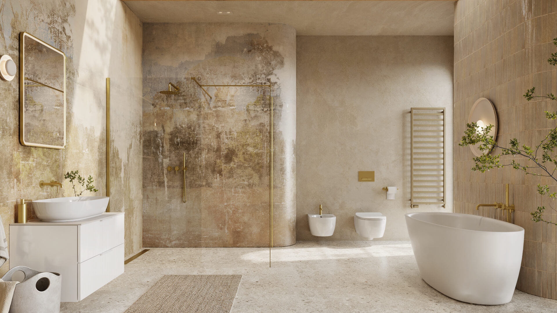 Excellent Corido lustro 60x80 cm prostokątne z oświetleniem z matą grzewczą z ramą złoty połysk DOEX.CO080.060.GL