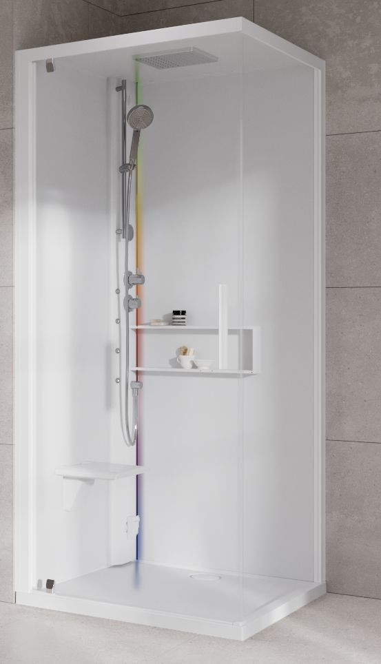 Novellini Glax 2 2.0 G+F kabina z hydromasażem 80 cm kwadratowa lewa parowa z brodzikiem total biała G22GF80ST5-1UU