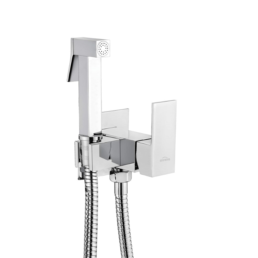 Invena bateria bidetowa podtynkowa ze słuchawką typu bidetta chrom BP-K0-B01