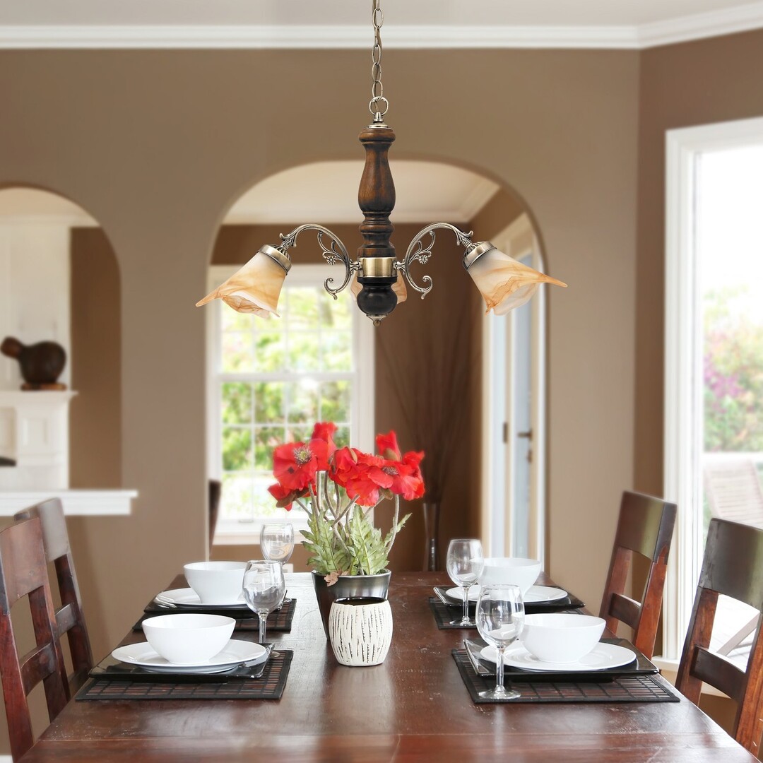 Rabalux Rustic 3 lampa wisząca 3x40W brązowa/mosiądz/alabaster 7093 - Wysyłka w 24h