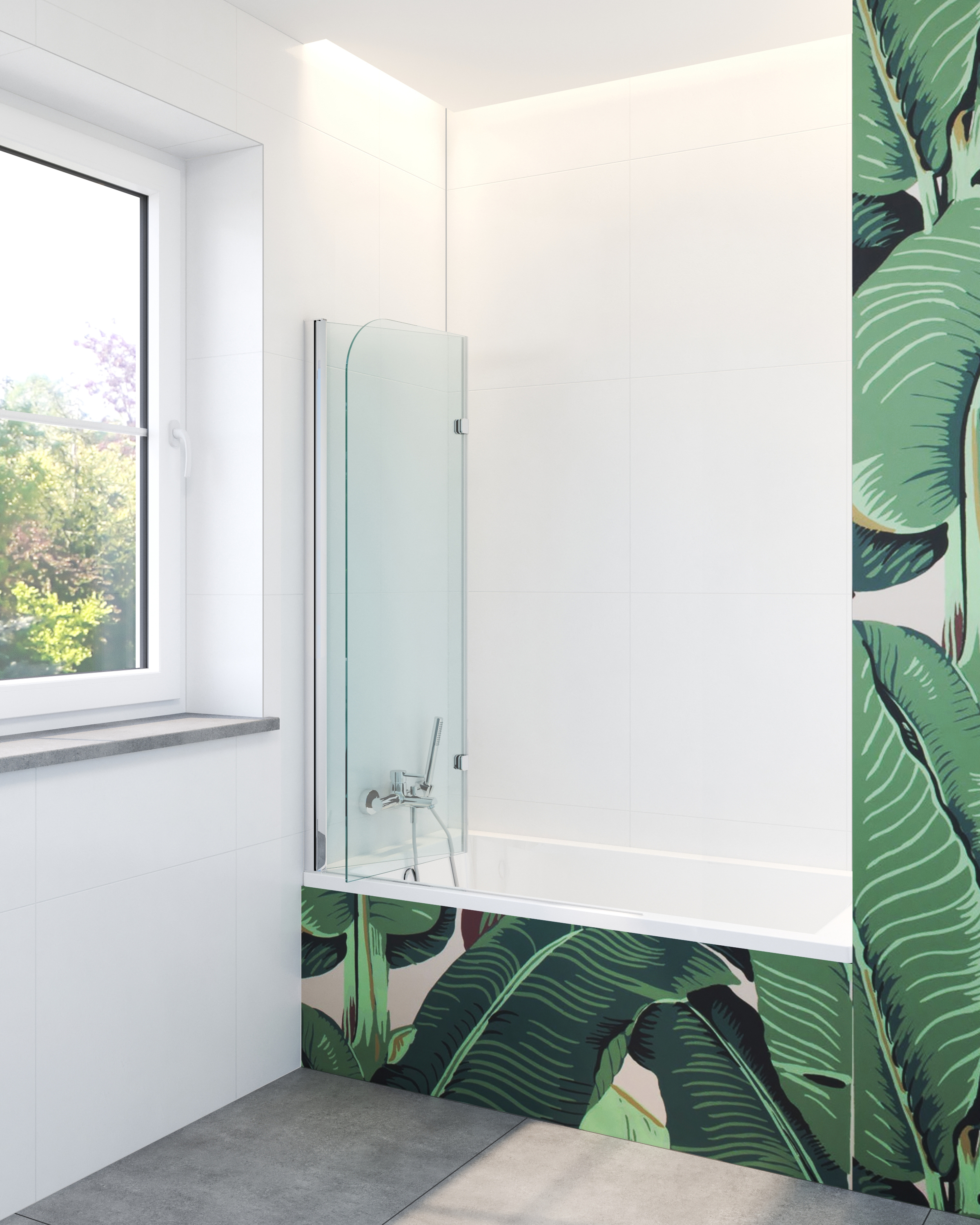 Hagser Anke II parawan nawannowy 80 cm 2-częściowy chrom błyszczący/szkło przezroczyste HGR20000023 - Wysyłka w 24h