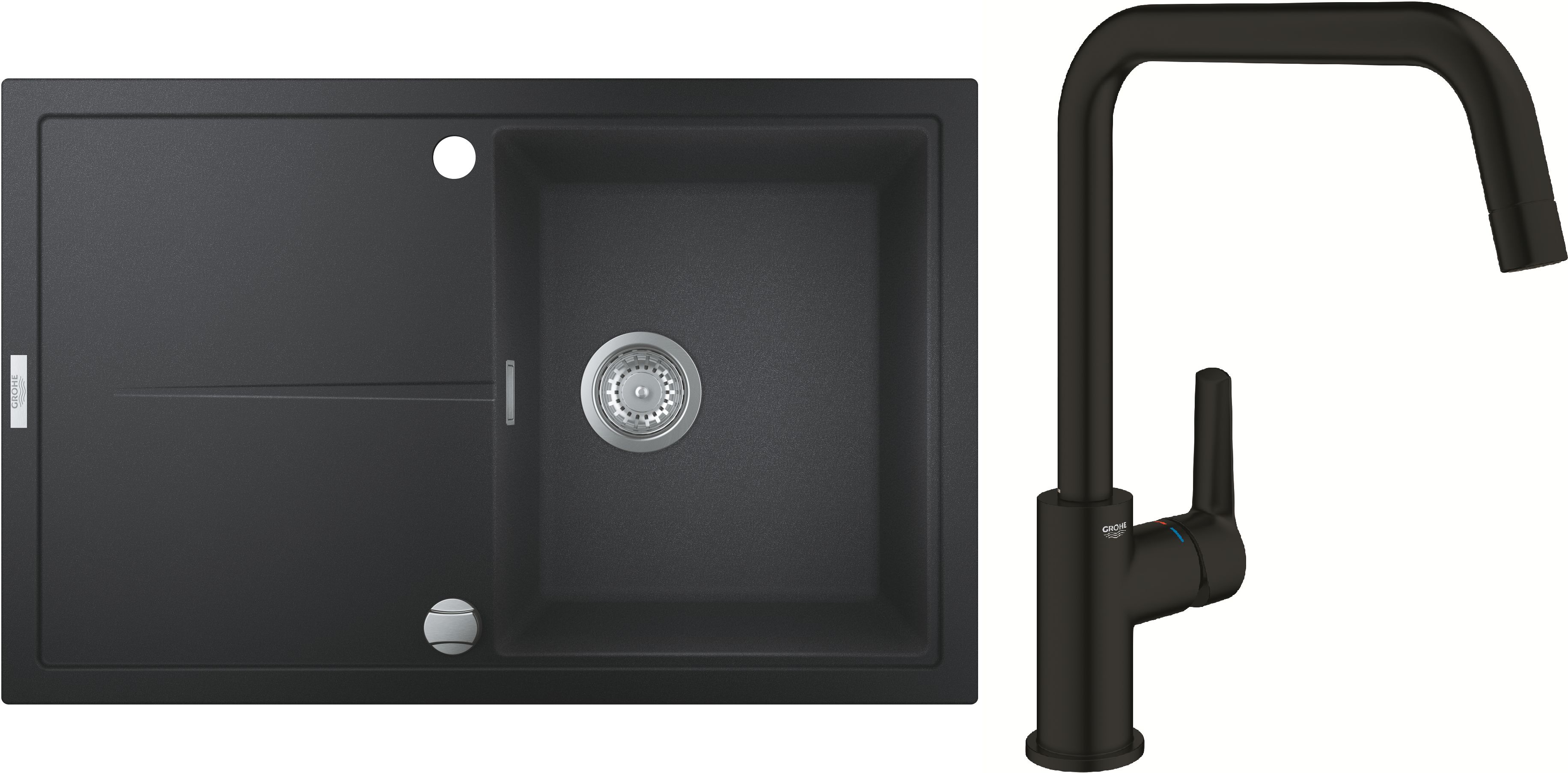 Zestaw Grohe K400 zlewozmywak granitowy 45,7x40,6 cm z baterią kuchenną Start (31639AP0, 304702430) - Wysyłka w 24h