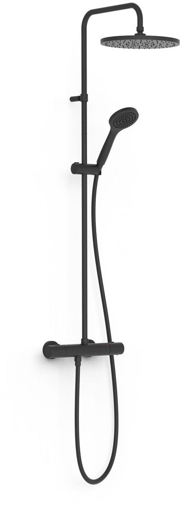 Tres Over-Wall zestaw prysznicowy ścienny termostatyczny z deszczownicą czarny mat 19039301NM