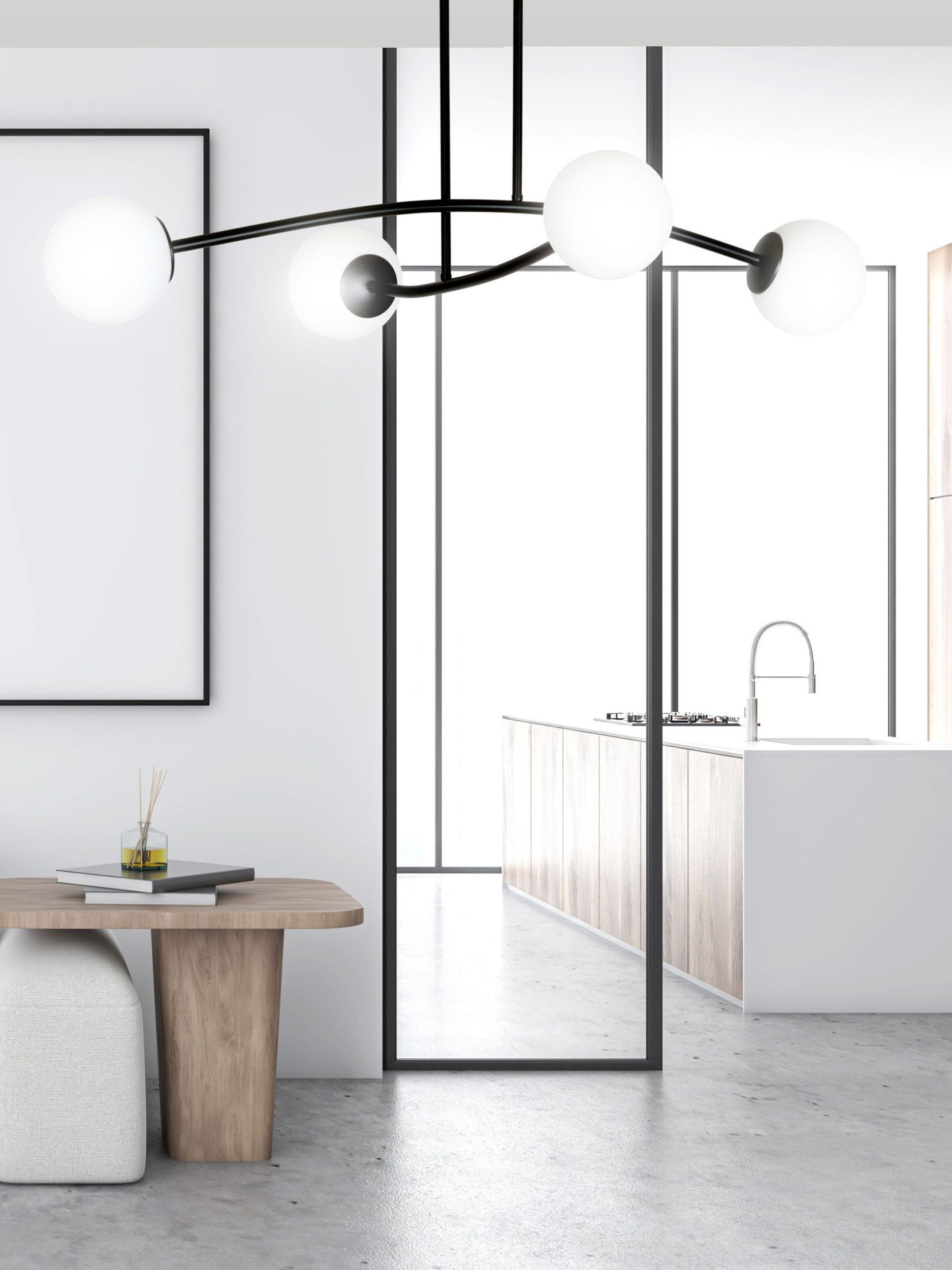 Emibig Halldor lampa podsufitowa 4x10 W czarna-mleczny 1024/4