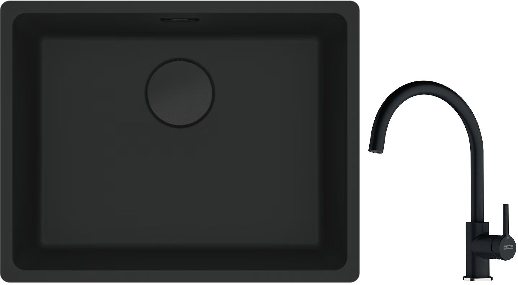 Franke Maris MRG 110-52 zlewozmywak 52x40 cm Fragranite czarny mat z baterią kuchenną Lina onyx (1250697759, 1150626020) - Wysyłka w 24h