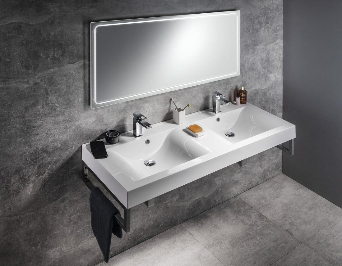 Sapho Gemini lustro 160x55 cm prostokątne z oświetleniem LED GM160