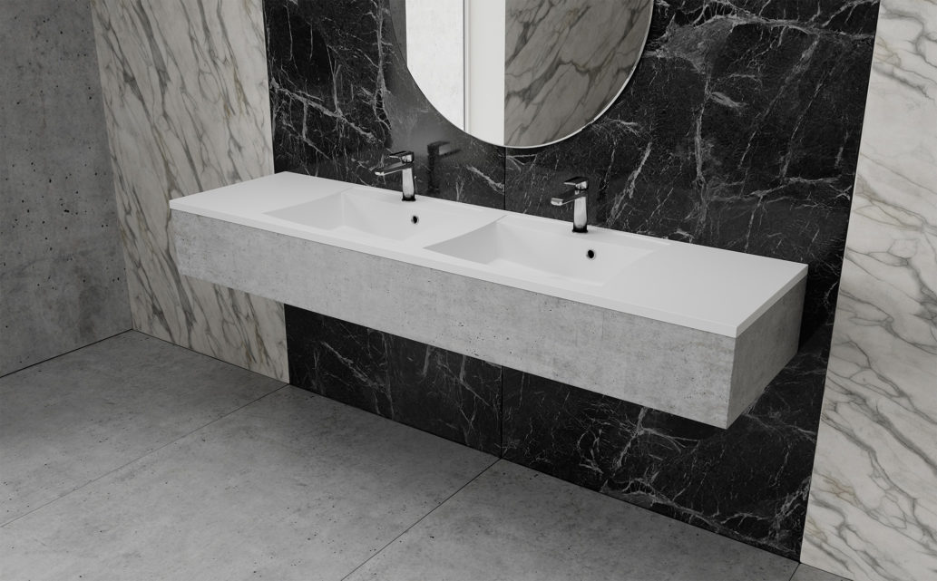 Vayer Norma-D umywalka 181,2x50 cm prostokątna wpuszczana-podwójna biała 181.050.011.3-1.0.1.X.X