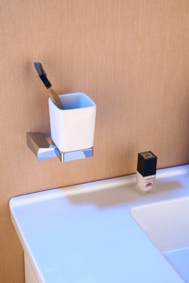 Art Platino Rok kubek do mycia zębów z uchwytem ściennym biały/chrom ROK-87050