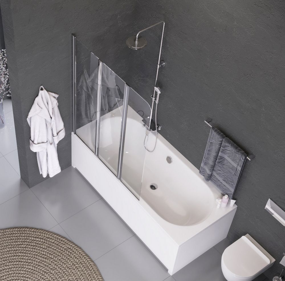 Axel parawan nawannowy 120 cm 3-częściowy chrom połysk/szkło przezroczyste KAAX.1309.1200.LE