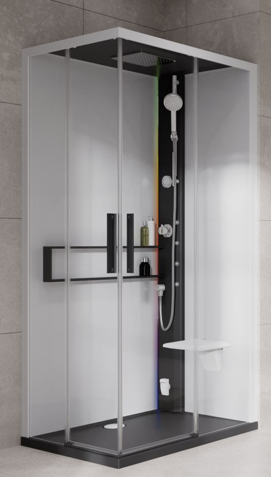 Novellini Glax 2 2.0 A kabina z hydromasażem 100x100 cm parowa z brodzikiem czarna G22A100M5-1HU