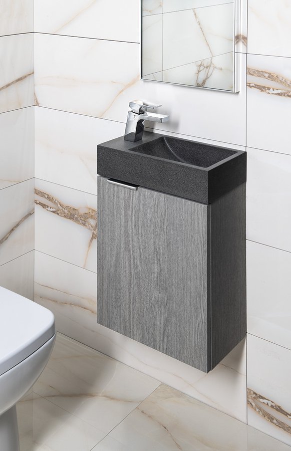 Sapho Small Crest L umywalka 40x22 cm ścienna prostokątna betonowa czarny granit AR403