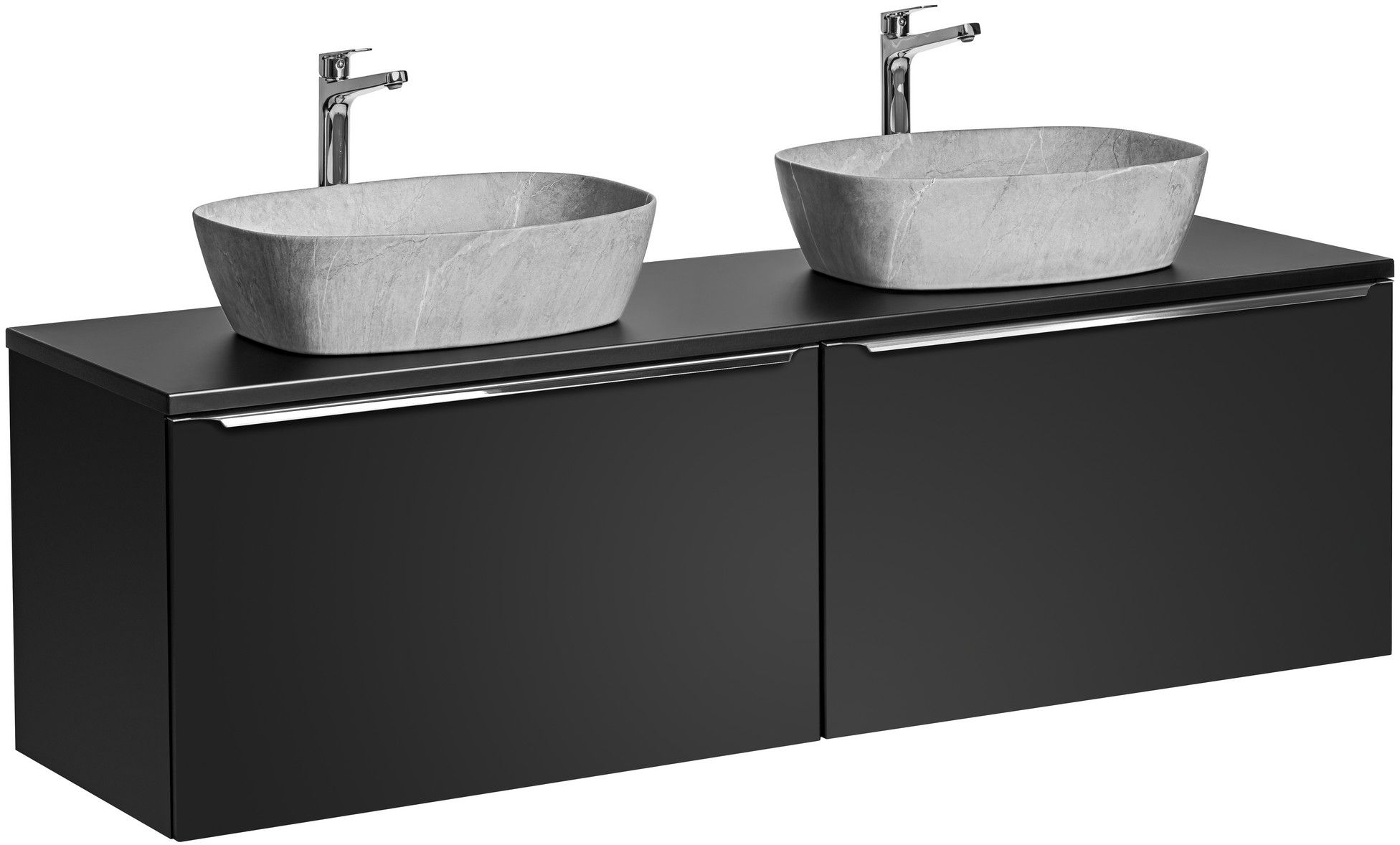 Zestaw Comad Santa Fe Black szafki 80 cm i 80 cm z blatem meblowym 160 cm czarny i umywalki Anna 50x39 cm białe SET-SFBL B 160CM UN.ANNA ...