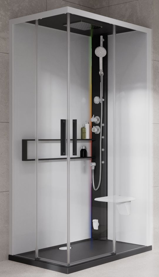 Novellini Glax 2 2.0 A kabina z hydromasażem 100x100 cm parowa z brodzikiem czarna G22A109T5-1HU