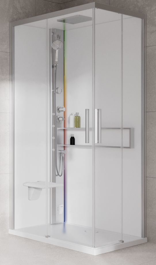 Novellini Glax 2 2.0 A kabina z hydromasażem 100x70 cm lewa parowa z brodzikiem srebrna G22A197ST5-1BB