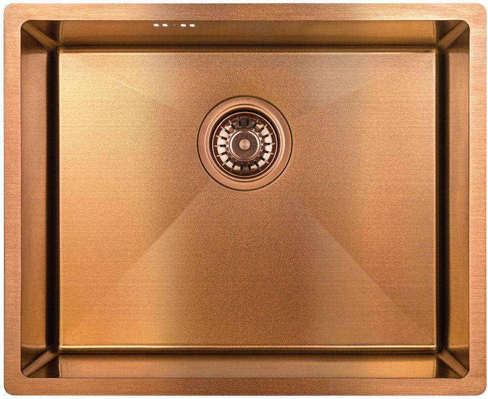 Laveo Marmara zlewozmywak stalowy z syfonem 54x44 cm miedź SAM810P