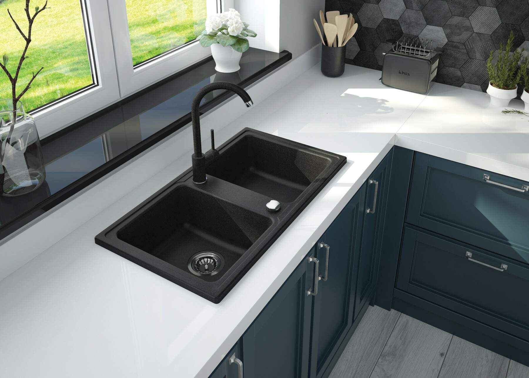 Deante Zorba zlewozmywak granitowy 78x43,5 cm wpuszczany grafitowy ZQZ2203