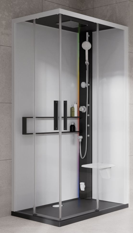 Novellini Glax 2 2.0 A kabina z hydromasażem 90x90 cm parowa z brodzikiem czarna G22A90M5-1HU