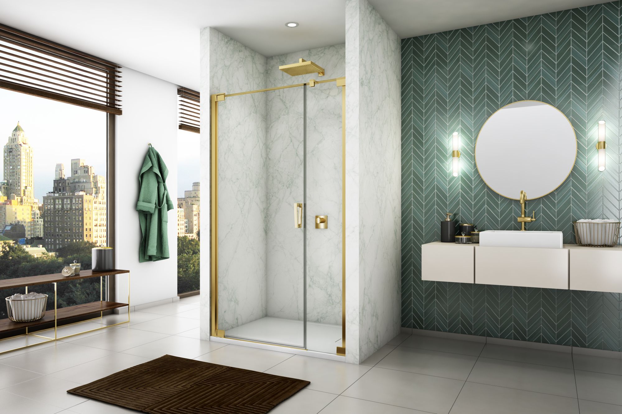 Sanswiss Cadura drzwi prysznicowe 90 cm lewe złoty/szkło przezroczyste CA31CD0901207