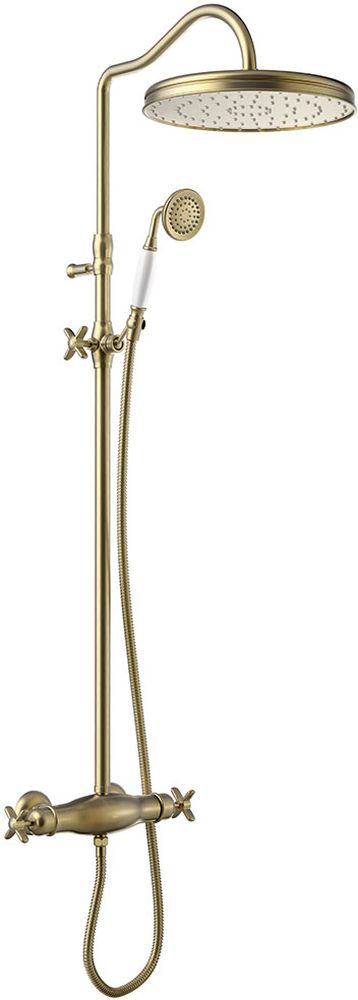 Tres Monoclasic zestaw prysznicowy ścienny termostatyczny z deszczownicą stary mosiądz 242.195.02.LV
