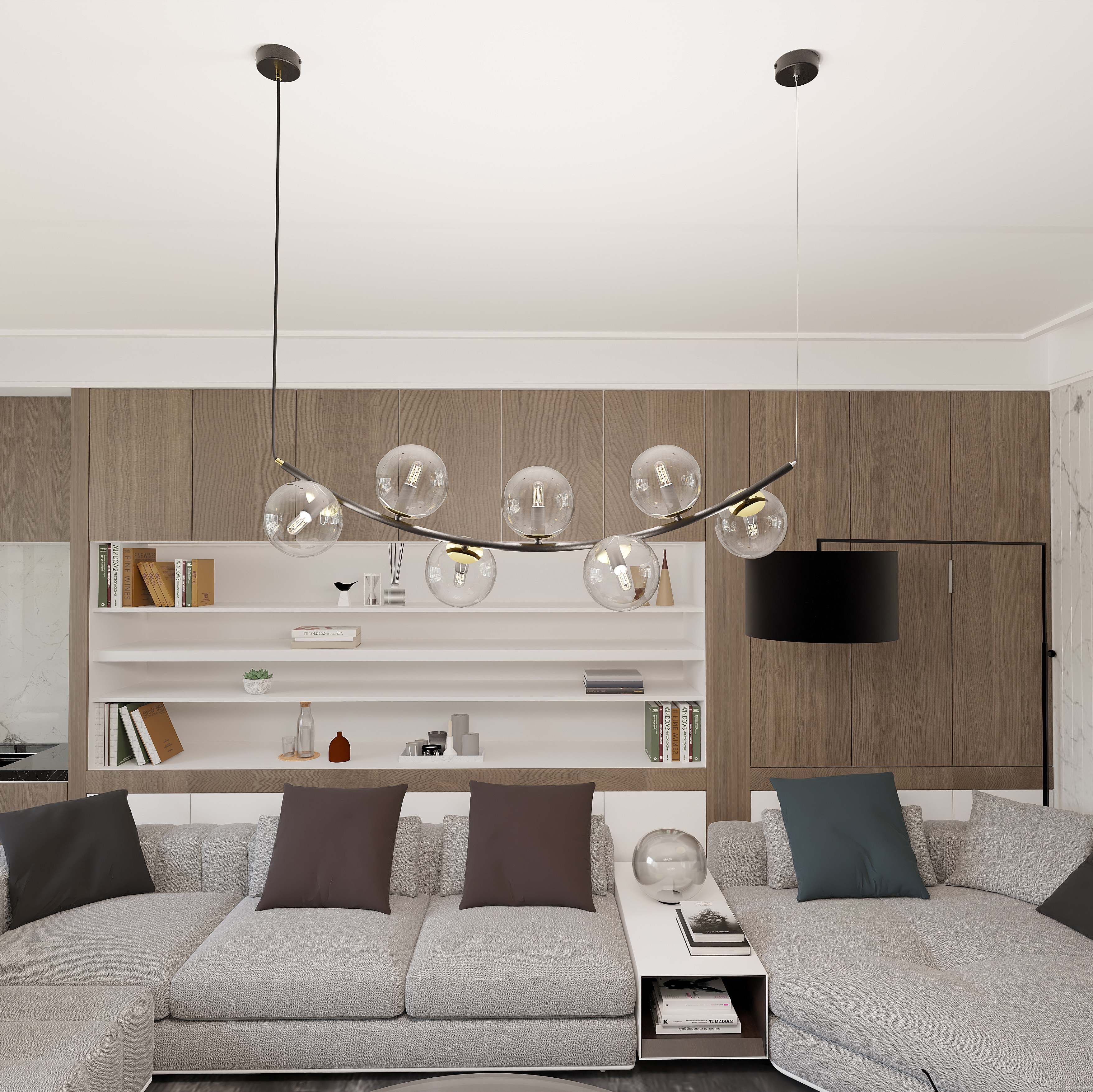 Emibig Ritz lampa wisząca 7x10W czarny/szkło przezroczyste 1296/7