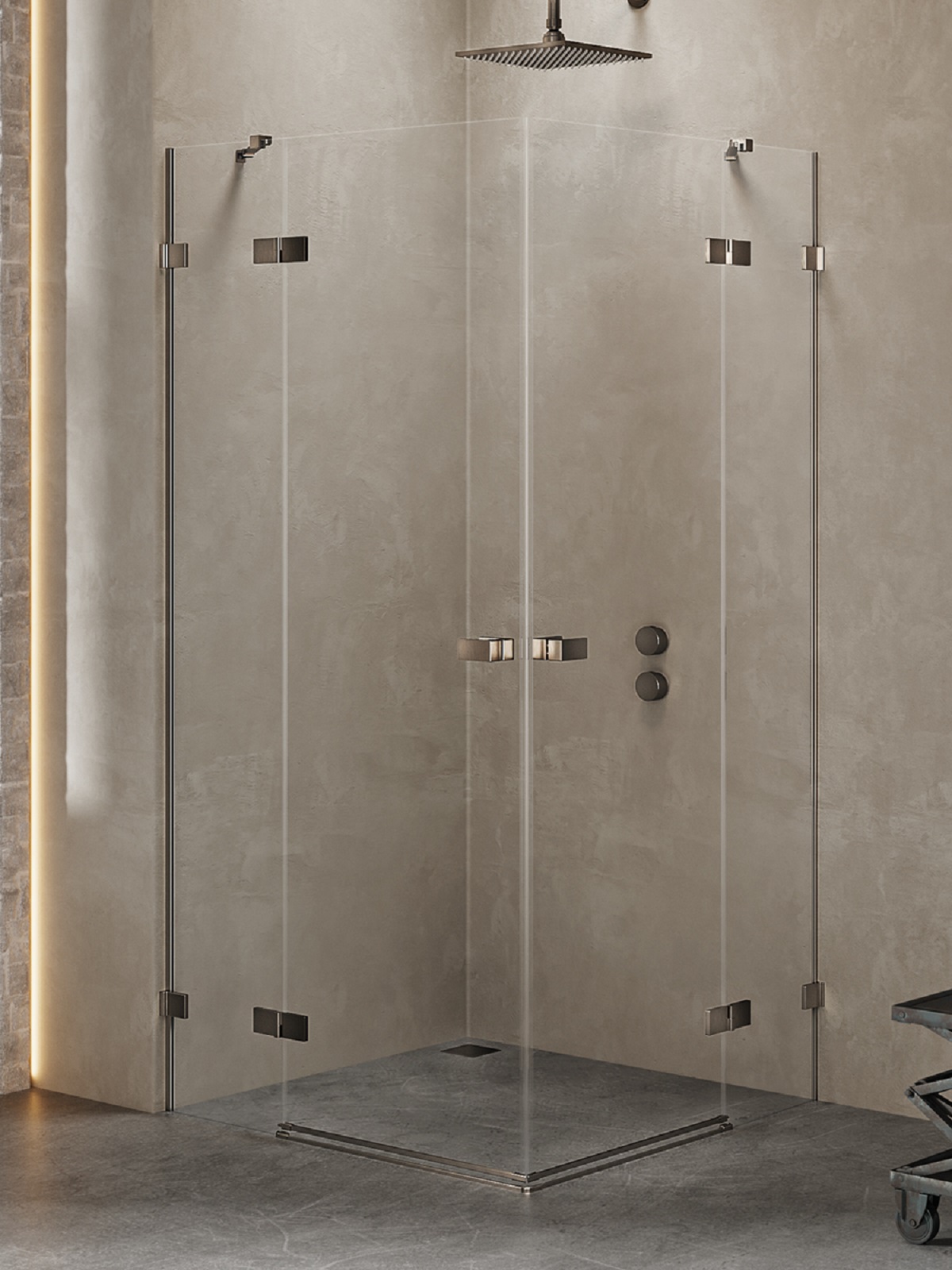 New Trendy Avexa kabina prysznicowa 80x100 cm prostokątna gunmetal szczotkowany/szkło przezroczyste EXK-3380